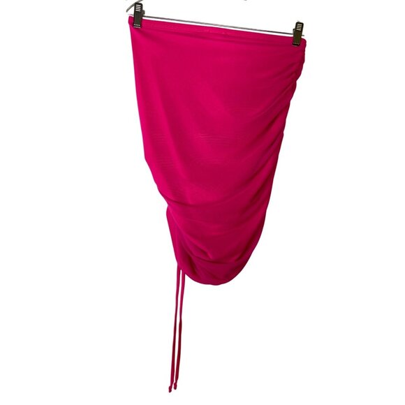 Fashion Nova Hot Pink Ruched Side Drawstring Skirt Size Medium Neon Sexy Stretch - Picture 2 of 3